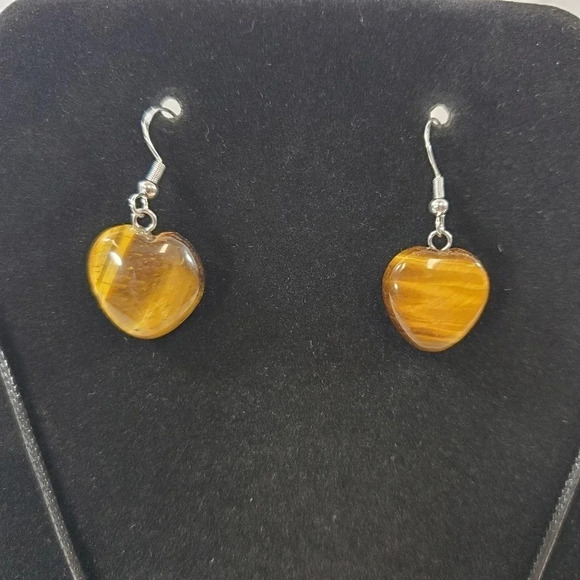 Tigers Eye Heart Earring and Necklace Set - Picture 7 of 8